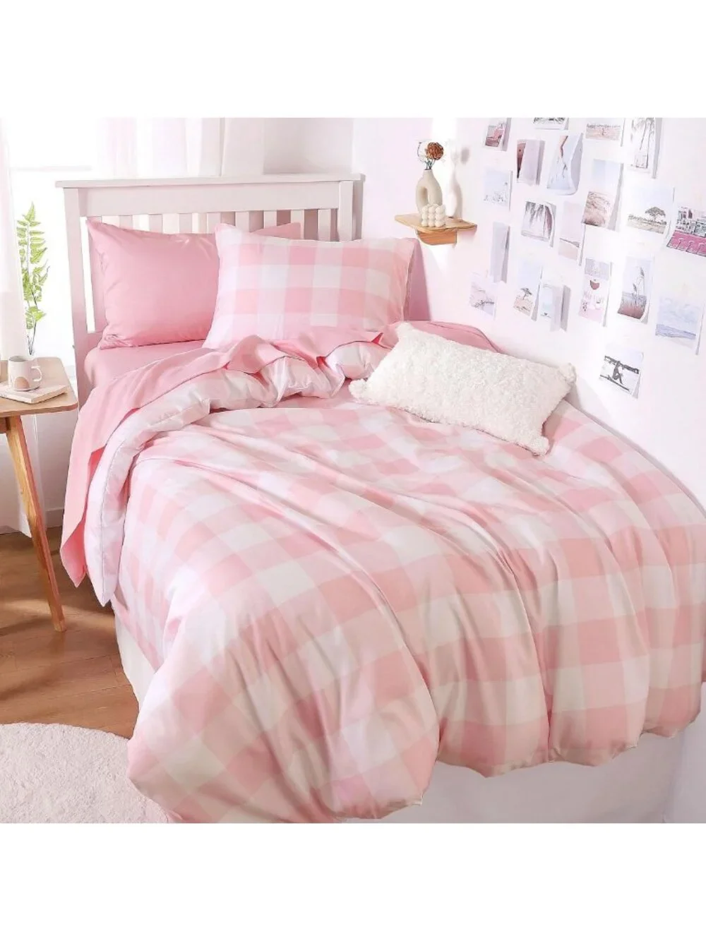 Gingham Comforter Set - Cute Plaid Buffalo Check Bedding, Soft Lightweight 3